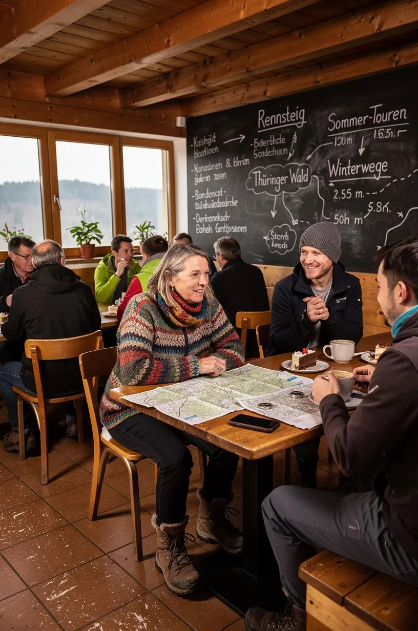 Interaktive Karte mit markierten Wanderwegen und wichtigen Orientierungspunkten in Deutschland.